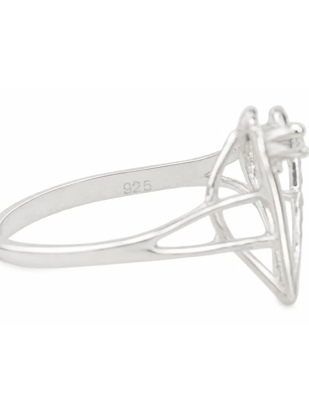 Genuine Diamond Initial F Ring Solid .925 Sterling Silver
